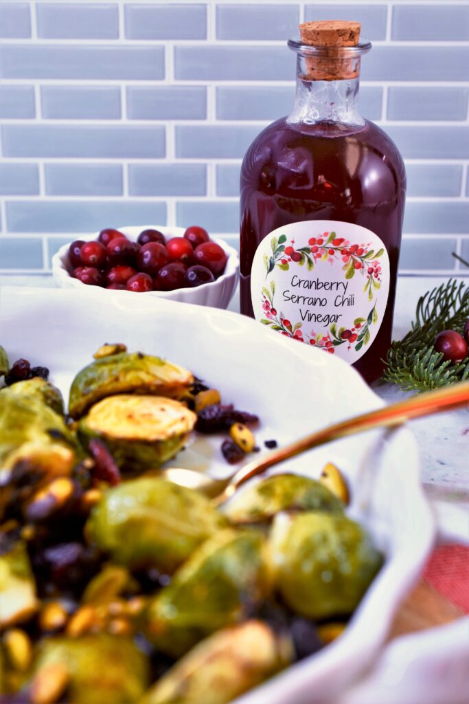 vegetable holiday side dish with cranberry serrano chili vinegar
