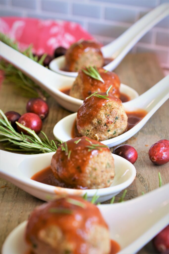 Cocktail Turkey Meatballs With Chipotle Orange Cranberry Glaze