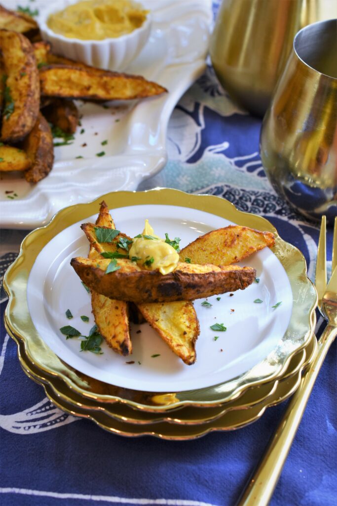 Indian Spiced Potato Wedges with Curried Aioli | Recipe For A Party