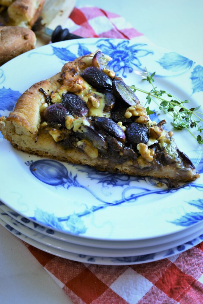 Skillet Black Grape Pizza with Gorgonzola & Walnuts | Recipe For A Party
