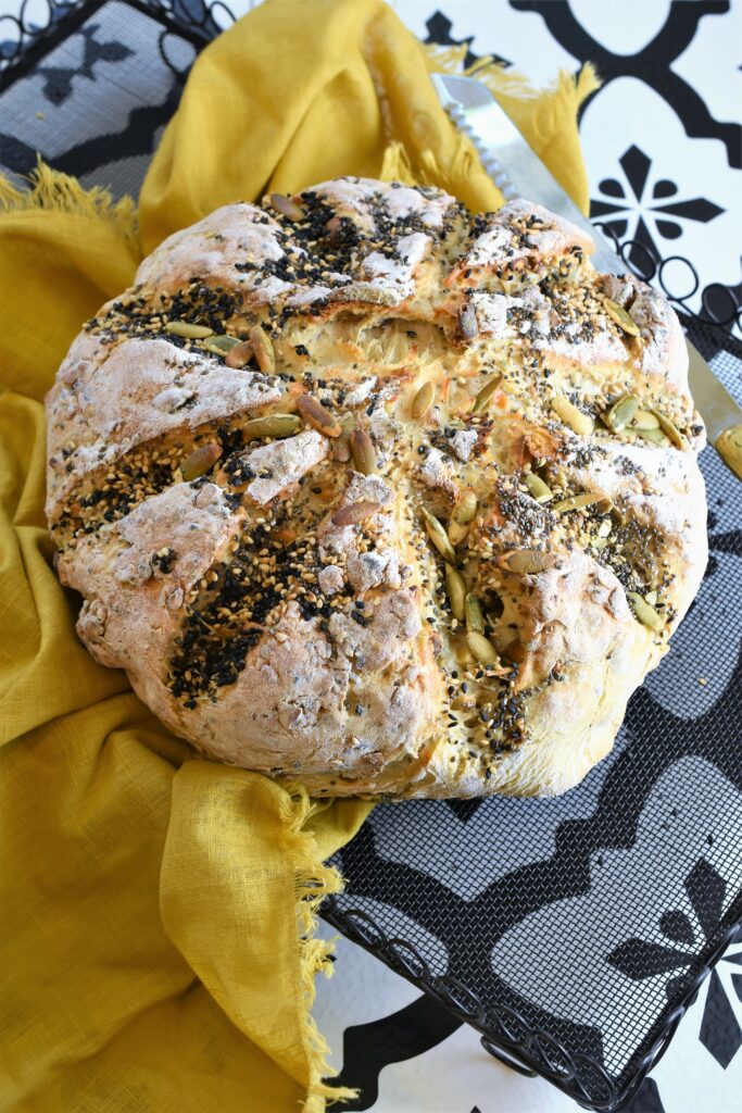 No-Knead 4 Seed Dutch Oven Bread - Nourish and Fete