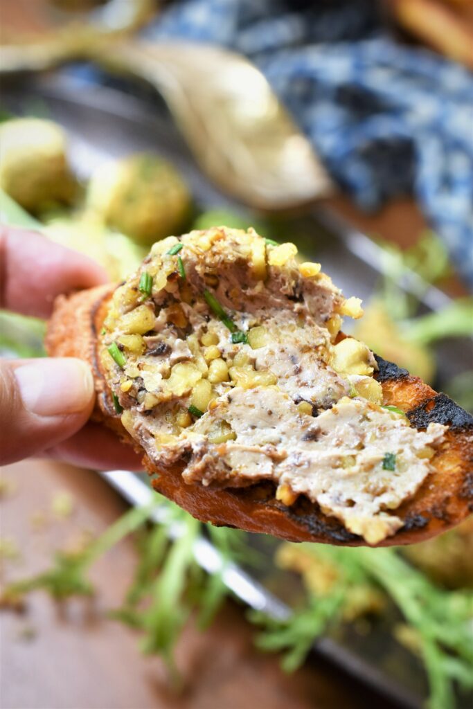 fig blue walnut truffle spread onto toast