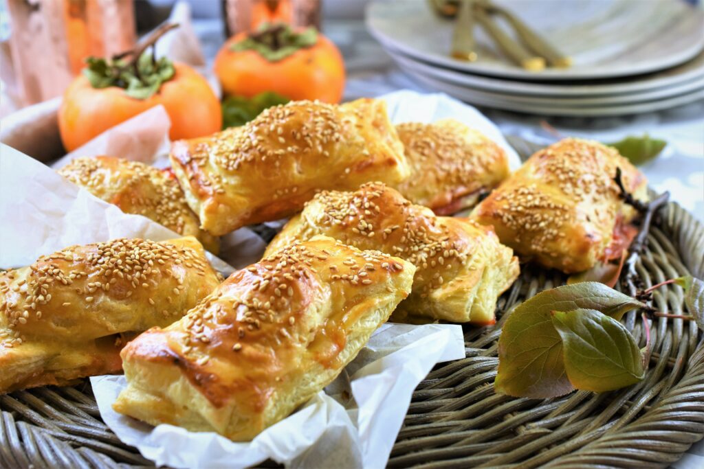 Persimmon Ham And Swiss Puffs With