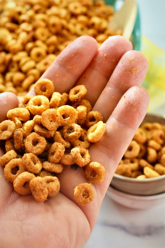 handful of vegan chili cheese cheerios